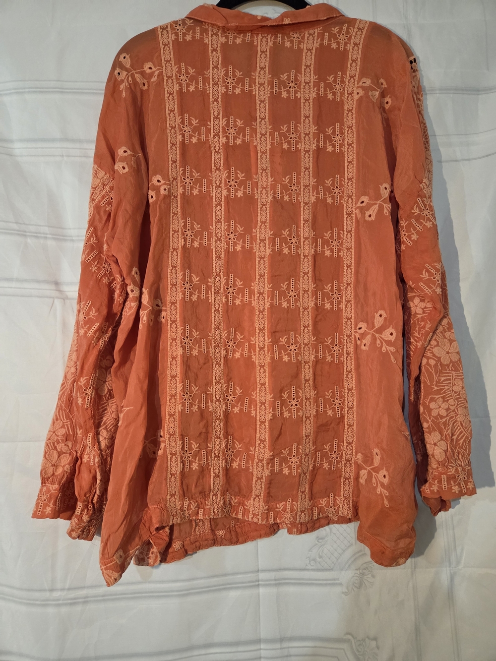 Johnny Was Coral Embroidered Button-Down Shirt - Picture 9 of 9